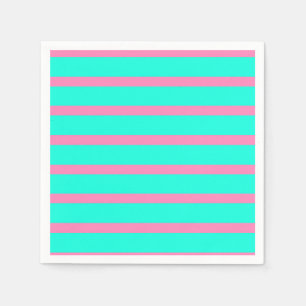 Pastel Turquoise Blauw-groene en roze strepen Servet