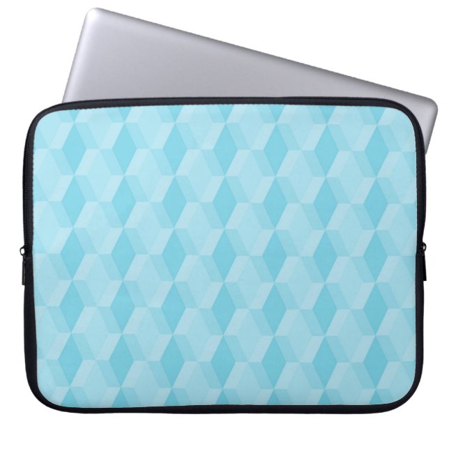 Pastel turquoise diamond pattern laptop sleeve (Voorkant)