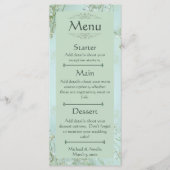 Pastel Turquoise Fleurs blanches Menu Mariage (Devant)
