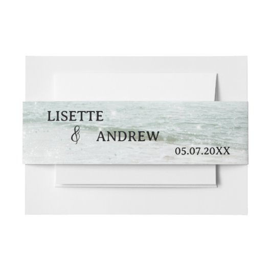 Pastel turquoise strand bruiloft uitnodigingen wikkel (Voorkant Voorbeeld)