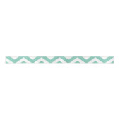 Pastel Turquoise & White Chevron Weddendag Lint (Voorkant)