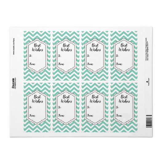 Pastel Turquoise & White Chevron Wedding Label Lab (Full Sheet)