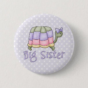 Pastel Turtle Big Sister Ronde Button 5,7 Cm