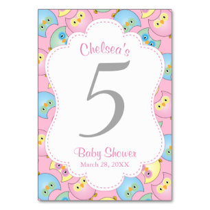 Pastel Uil Baby Meisje Douche Thema Kaart