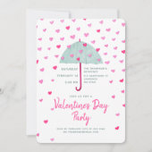 Pastel Umbrella Hearts Pluie Invitation (Devant)