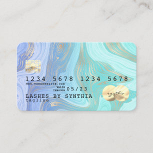 pastel unicorn aqua liquid gold marble Credit Card Visitekaartje
