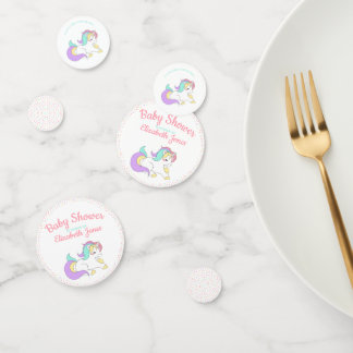 Pastel Unicorn arroser Baby shower table Confetti