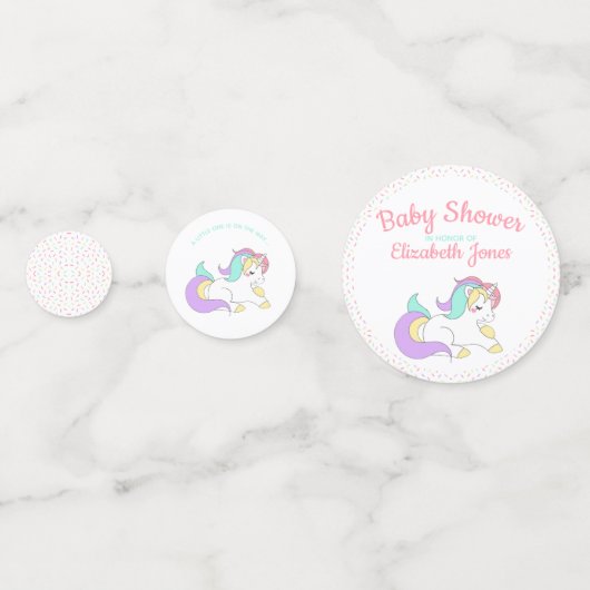 Pastel Unicorn arroser Baby shower table Confetti (Derrière)
