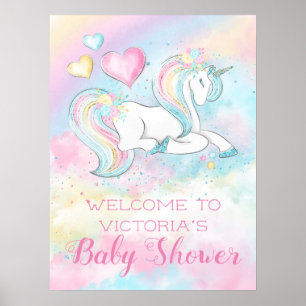 Pastel Unicorn Baby Shower Invitaties Poster