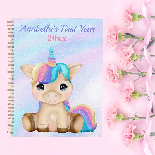 Pastel Unicorn Baby's First Year Photo Milestone