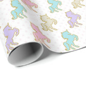 Pastel Unicorn Birthday Cadeaupapier (Rol Hoek)