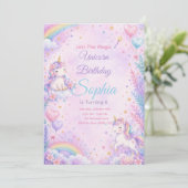Pastel Unicorn Birthday Invitation Editable (Debout devant)