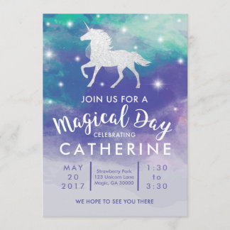 Pastel Unicorn Birthday Invitation Kaart