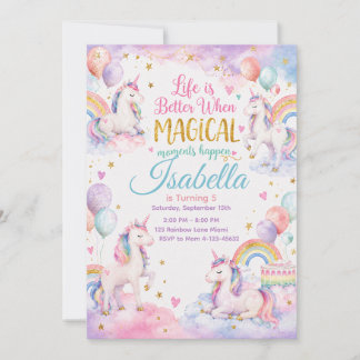 Pastel Unicorn Birthday Invitation Template Cool Kaart