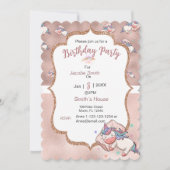 Pastel Unicorn dormir Salutation Invitation (Devant)