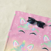 Pastel 🦄 Unicorn Face Pattern Strandlaken (In situ)