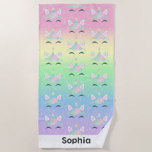 Pastel 🦄 Unicorn Face Pattern Strandlaken