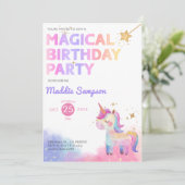 Pastel Unicorn Fille Anniversaire Fête Invitation (Debout devant)