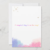 Pastel Unicorn Fille Anniversaire Fête Invitation (Dos)