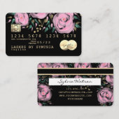 Pastel Unicorn Floral Carte de crédit aquarelle (Devant / Derrière)