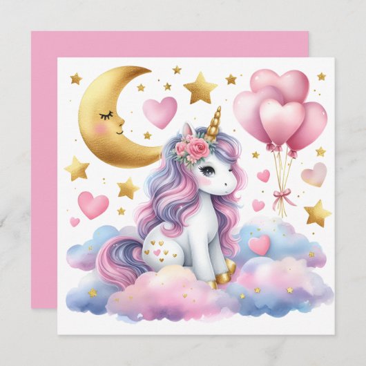 Pastel Unicorn Kaart (Voorkant / Achterkant)