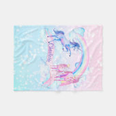 Pastel Unicorn Personalized Fleece Unicorn Blanket Deken (Voorkant (Horizontaal))