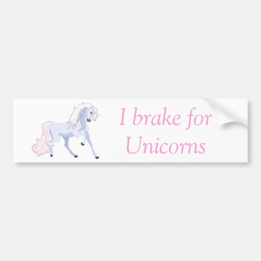 Pastel Unicorn Pink en Blue Bumpersticker (Voorkant)