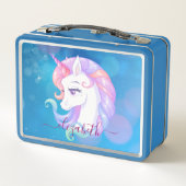 Pastel Unicorn Pony Blue Sparkle Stars (Achterkant)