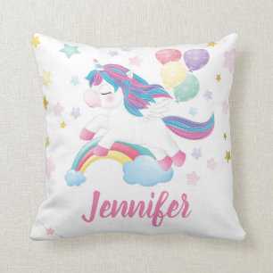 Pastel Unicorn Rainbow Persoonlijke naam Kussen