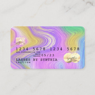 pastel unicorn roze en goudmarmer creditcard visitekaartje