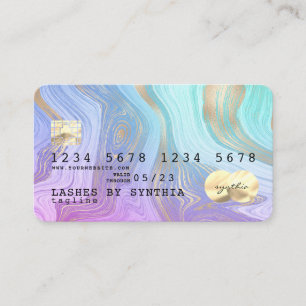 pastel unicorn roze Liquid Gold Marble Credit Kaar Visitekaartje