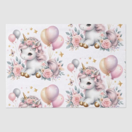 Pastel Unicorn Tissuepapier (Voorkant)