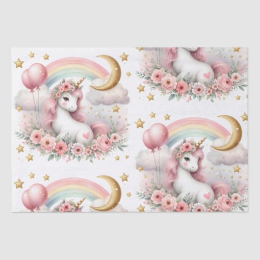 Pastel Unicorn Tissuepapier (Voorkant)
