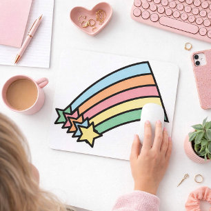 Pastel vallende ster regenboog retro esthetiek muismat