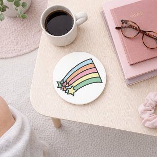 Pastel vallende ster regenboog retro esthetiek zandsteen onderzetter
