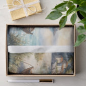 Pastel van 2 rawboten op de oever in costal uitzic tissuepapier (Geschenk)