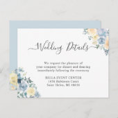 Pastel Vanilla Blue Floral Mariage Détails Carte (Devant / Derrière)