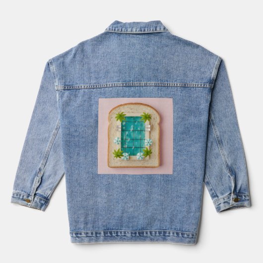 Pastel Vaporwave Pool Toast Denim Jacket (Achterkant)