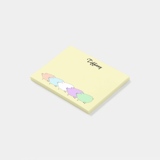 Pastel Varkensparade gepersonaliseerd Post-it® Notes (Schuin)