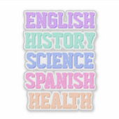 Pastel Varsity School Onderwerp Stickers (Voorkant)