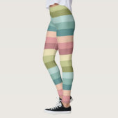Pastel veerstrepen kleurrijk patroon leggings (Links)