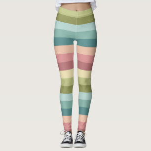Pastel veerstrepen kleurrijk patroon leggings
