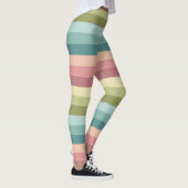 Pastel veerstrepen kleurrijk patroon leggings (Rechts)