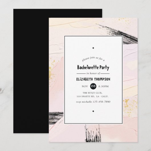 Pastel verfspat vrijgezellenfeest kaart (Voorkant / Achterkant)