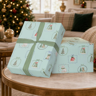 Pastel Verhalenboek Kerst Waterverf Patroon Cadeaupapier