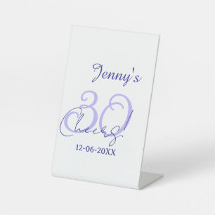 Pastel verjaardag 30ste verjaardag paarse elegante reclamebord met voetstuk