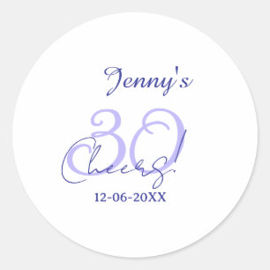 Pastel verjaardag 30ste verjaardag paarse elegante ronde sticker
