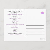 Pastel Verjaardags Uitnodiging Aangepaste Hartjes  (Achterkant)