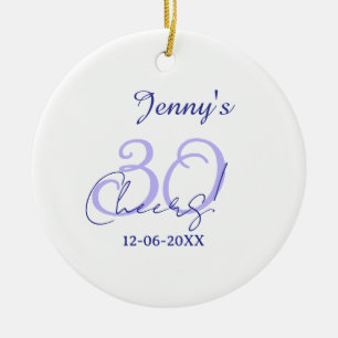 Pastel verjaardagsfeest 30 jaar paarse elegante na keramisch ornament