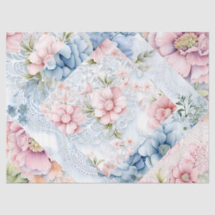 Pastel Victoriaans Bloemen & Kant Lagen Decoupage Tissuepapier